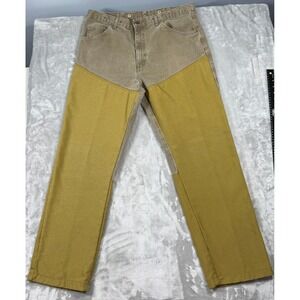 Vtg Wrangler Pro Gear Upland Brush Hunting Pants Men's Canvas Chaps Brown 38x32